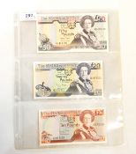 Five 1993 issue Jersey banknotes comprising one £50 note, one £20 note, one £10 note,