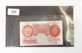 Bank of England 10s note, October 1934, signed by K O Peppiatt,
