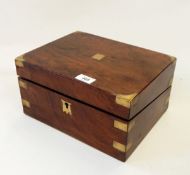 Victorian walnut writing box with brass corners and fitted interior