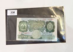 Bank of England £1 note (November 1928 issue), signed by C P Mahon,