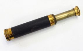 French brass bound leather three-draw telescope