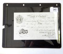 Bank of England £5 banknote, (11 September 1945,