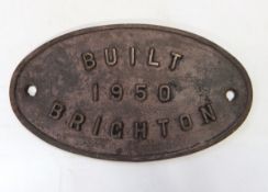 BR standard cast iron engine plate inscribed 