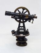 19th century P White, Glasgow theodolite, brass on black metal with silvered dials,