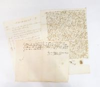 Quantity of ephemera including a 16th century receipt, 17th century documents, indentures,