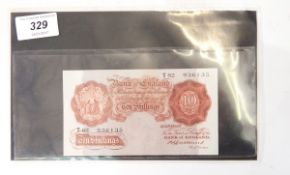 Bank of England 10s note (1930 issue) signed by B J Catterns,