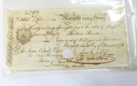 Margate Isle of Thanet banknote, made out for £13, dated January 25 1767,