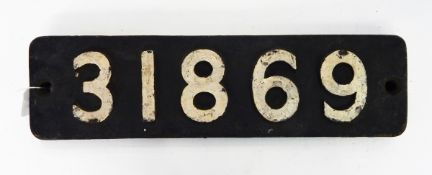 Cast iron steam locomotive smoke box numberplate, no.
