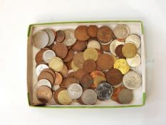 Collection of half crowns and other English and foreign coins