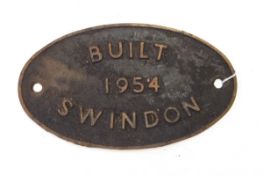BR standard oval cast iron engine plate inscribed 