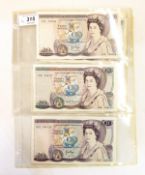 Four Bank of England £20 notes, two 1970 signed by J O Page, one 1981 signed by D H Somerset,