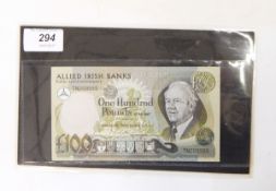Allied Irish Bank £100 banknote (1 December 1988, prefixed TN) unc.