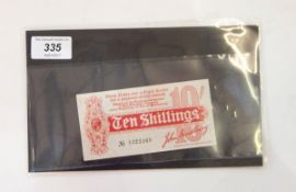 10s treasury note, signed by John Bradbury, 1914 issue,