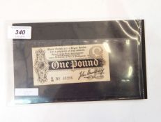 £1 treasury note signed by John Bradbury,