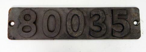 Cast iron steam locomotive smoke box numberplate, no.