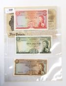 Three Jersey banknotes comprising one £5 note (1972 issue, ef) one £1 note (1972 issue unc),