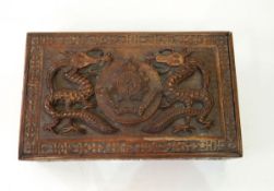 Carved wooden box dating to the Boer War,