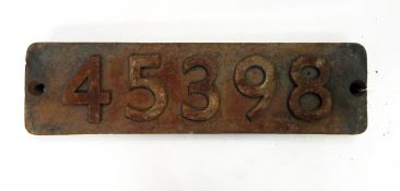Cast iron steam locomotive smoke box numberplate, no.