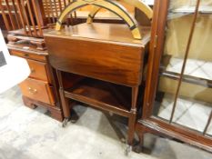 Two-tier fall-flap mahogany tea trolley