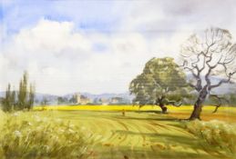 Robin Reckitt (20th century) Watercolour Didbrook Church from Hailes Abbey, signed lower left,