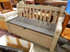 Garden seat with box storage base,