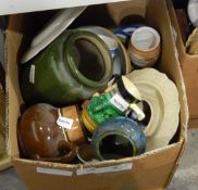 Assorted ceramics, novelty items, a tray,