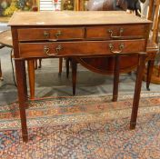 Georgian oak side table with two short and one long drawer,