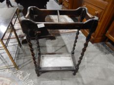 Oak umbrella stand with removable tray