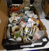 Assorted ceramics including commemorative mugs, various ceramic ornaments,