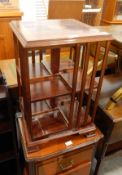 20th century inlaid mahogany revolving bookcase,