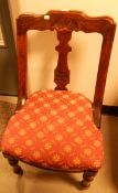 Victorian oak chair with shaped back rail,
