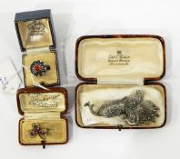 Marcasite brooch in the form of a peacock,