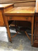 Edwardian envelope fold-over card table with stringing borders,