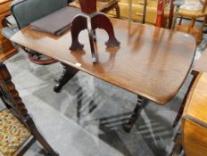 Ercol dark stained elm refectory style dining table,