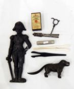 Metal nutcracker in the form of a dog, inscribed 