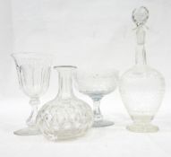 Victorian glass goblet, the bowl etched with ferns, on slab cut pedestal stem,