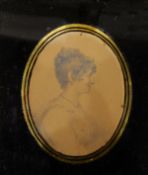 Charles Hayter (1761-1835) Pencil drawing Profile oval half silhouette of lady,