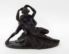 A modern bronze figure group after Canova of Psyche and Cupid, signed 