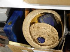 Assortment of collectables, a wooden mirror, wooden boxes, a musical box,