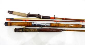 Winfield Baitcaster7 fishing rod and various other split cane fishing rods