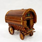 Wooden model of a gypsy caravan 