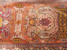 Eastern wool runner of Caucasian style, having elephants foot guls to the field,
