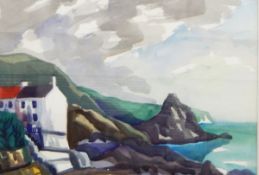 Alan Pyburn (20th Century) Watercolour 'Dinas Head,