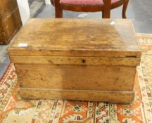 Pine blanket box on block base,