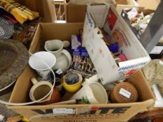 Quantity of assorted ceramics, soft toys, knitting needles, etc.