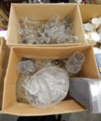 Quantity of assorted glass including smoky glass champagne, cut glass vase, cut glass bowls,