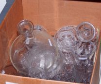 Cut glass fruit bowl, a part suite of cut glass drinking glasses and various other bowls, vases,