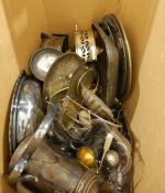 Quantity of silver plate including toast rack with jam holder, salvers, dishes, teapot, etc.