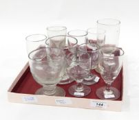 Near pair of Georgian rummers on triple ring stems,