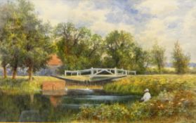 George Parsons Norman (1840-1914) Pair of watercolours One a castle and church with river in